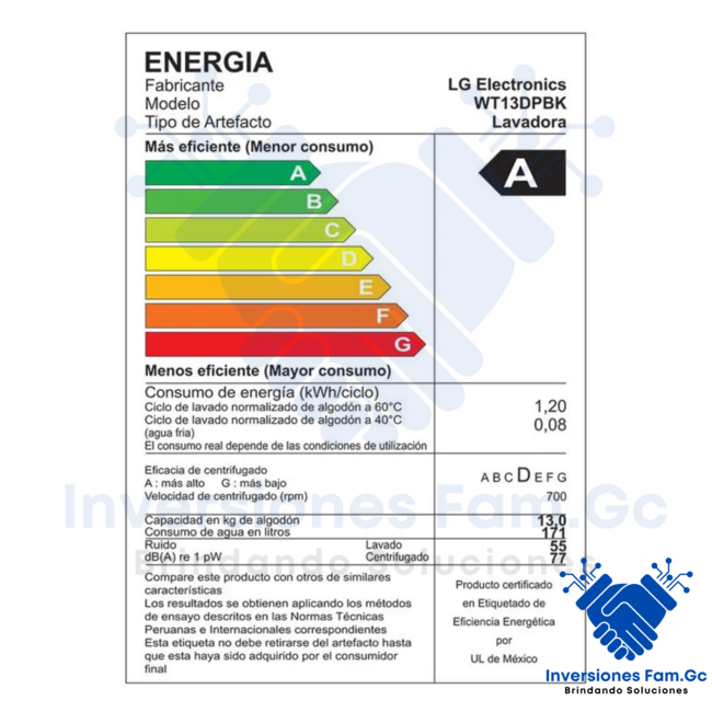 LAVADORA AUTOMATICA LG WT13DPBK 13K GRIS