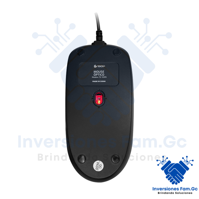 MOUSE ÓPTICO TEROS TE-1220S, 1000DPI, USB, 3 BOTONES