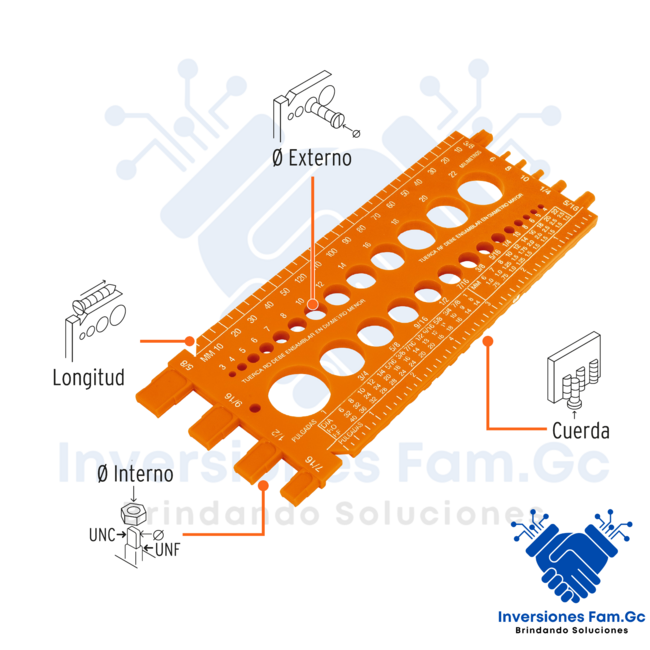 REGLA MEDIDORA DE TUERCAS Y TORNILLOS 22 CM TRUPER