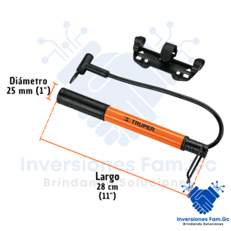 MINI INFLADOR MANUAL DE ALUMINIO PARA BICICLETA 60 PSI TRUPER