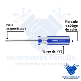 DESARMADOR DE CRUZ 1/4 X 4 MANGO DE PVC PRETUL