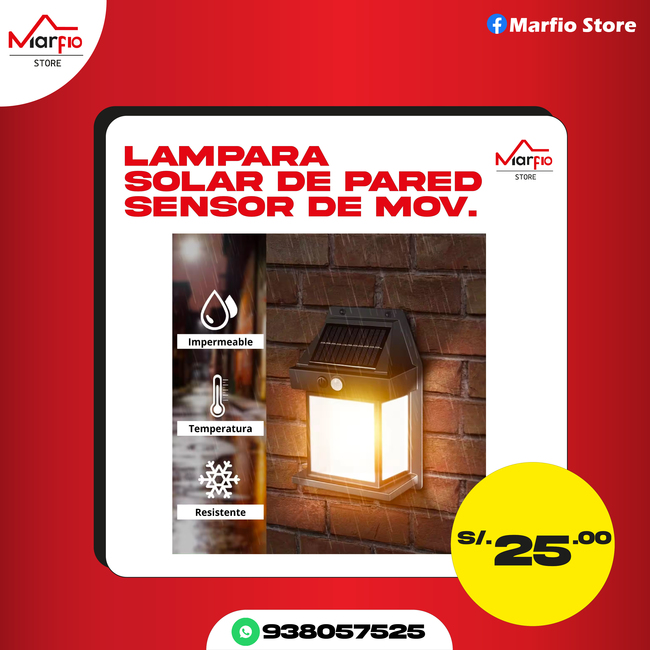 LAMPARA SOLAR DE PARED SENSOR DE MOV