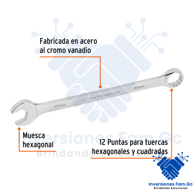 LLAVE COMBINADA EXTRALARGA 23 MM X 316 MM DE LARGO, EXPERT