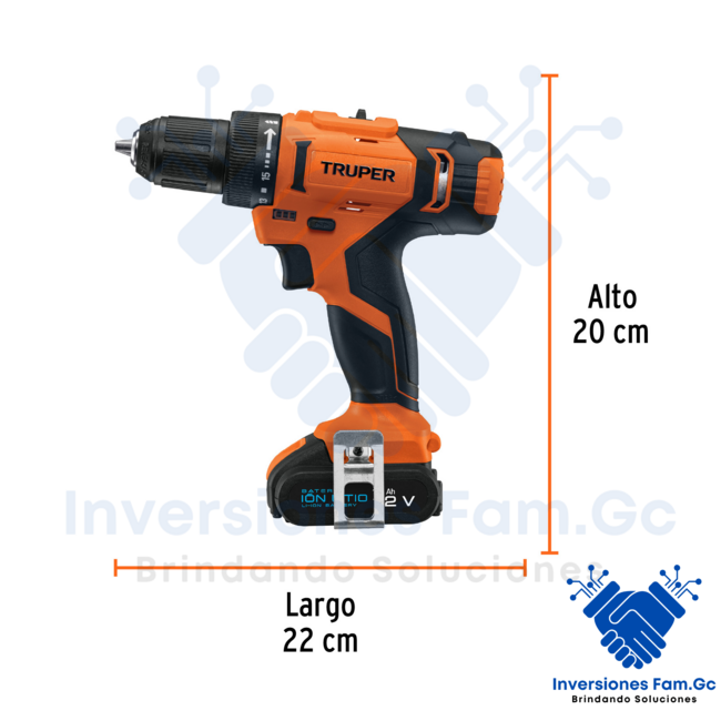 TALADRO / DESTORNILLADOR INALÁMBRICO 3/8", PROFESIONAL 12 V