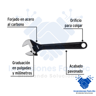 LLAVE FRANCESA 10" FOSFATADA, PRETUL