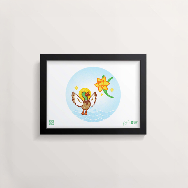 Cuadro "Un Pato y Una Flor" 13 x 18cm by @laralaraworld