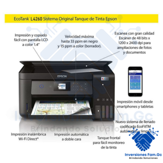 IMPRESORA MULTIFUNCIONAL EPSON ECOTANK L4260 WIFI DUPLEX