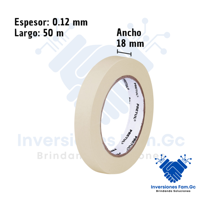 CINTA MASKING TAPE DE 3/4' X 50 M, PRETUL