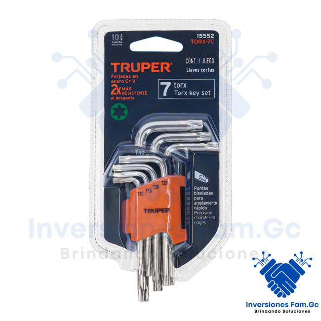 JUEGO DE 7 LLAVES TORX CON ORGANIZADOR, TRUPER