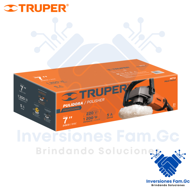 PULIDORA PROFESIONAL 7" DE 1200 W, 220 V, TRUPER