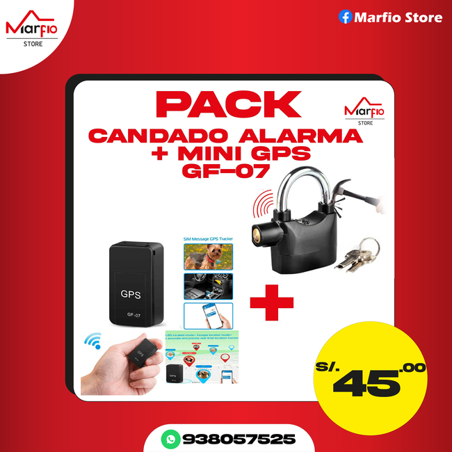 PACK CANDADO ALARMA + MINI GPS