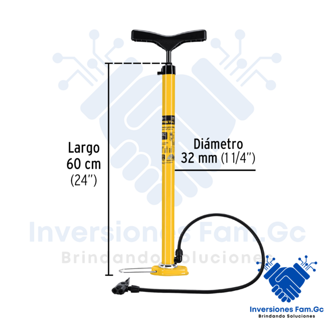 INFLADOR MANUAL DE ACERO 80 PSI PRETUL