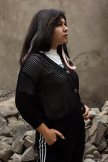 BLACK MESH SWEATER