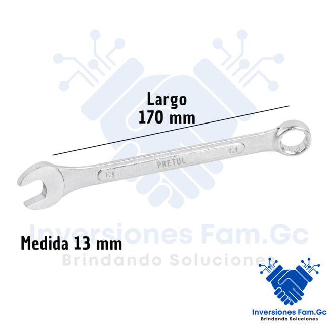 LLAVE MIXTA 13 MM X 170 MM DE LARGO PRETUL