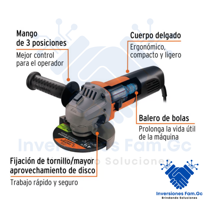 AMOLADORA ESMERIL ANGULAR PROFESIONAL 4 1/2" 800W TRUPER