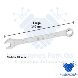 LLAVE MIXTA 10 MM X 140 MM DE LARGO PRETUL