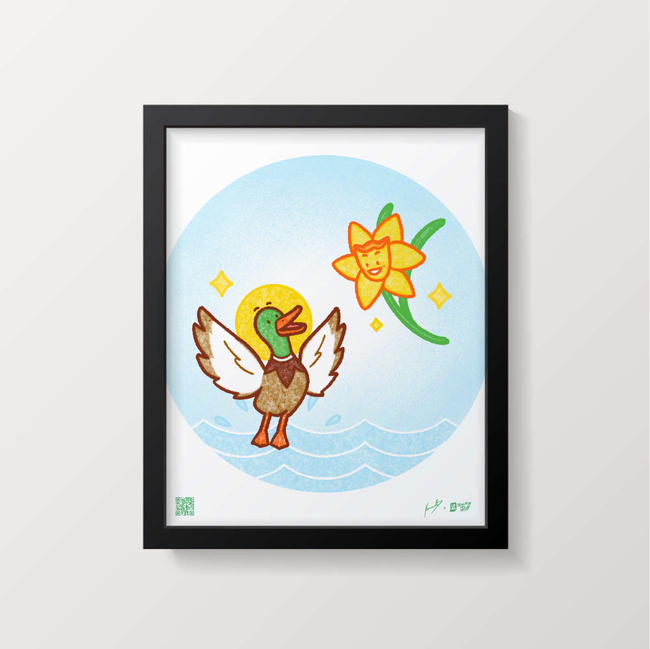Cuadro "Un Pato y Una Flor" 20 x 25cm by @laralaraworld