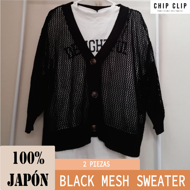 BLACK MESH SWEATER