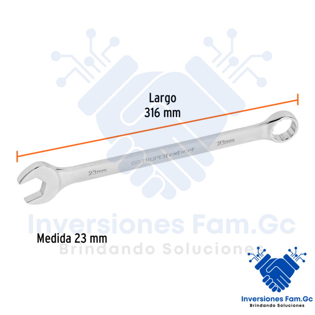 LLAVE COMBINADA EXTRALARGA 23 MM X 316 MM DE LARGO, EXPERT