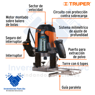 ROUTER PROFESIONAL 1-3/4 HP, 1200W, 220V, TRUPER