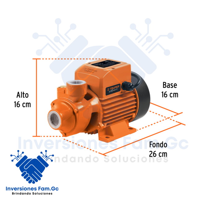 BOMBA PERIFÉRICA PARA AGUA 1/2 HP, 220 V, 60 HZ