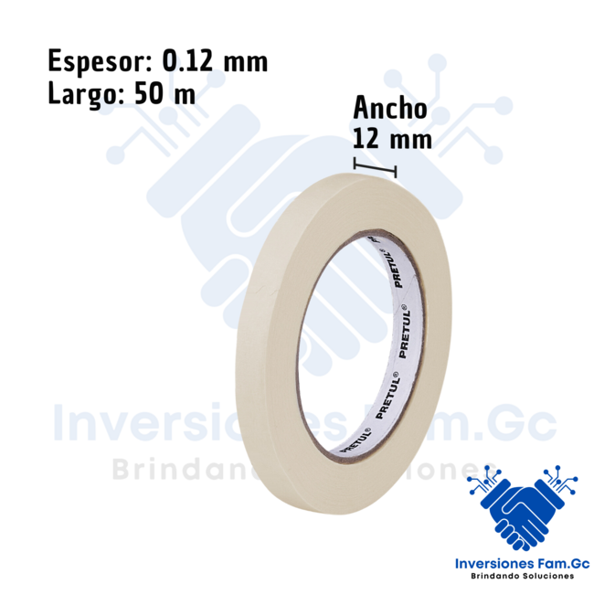 CINTA MASKING TAPE DE 1/2 X 50 M PRETUL