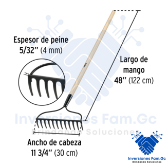 RASTRILLO JARDINERO, 12 DIENTES, PRETUL