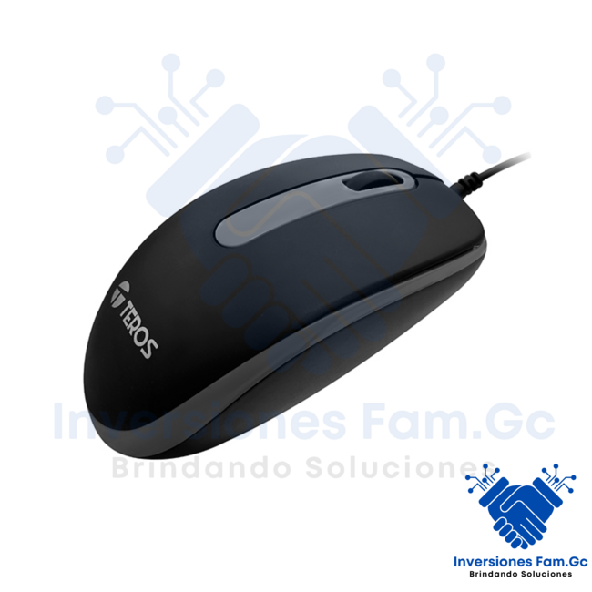 MOUSE ÓPTICO TEROS TE-1220S, 1000DPI, USB, 3 BOTONES