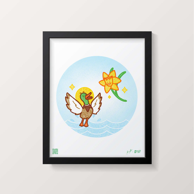 Cuadro "Un Pato y Una Flor" 20 x 25cm by @laralaraworld
