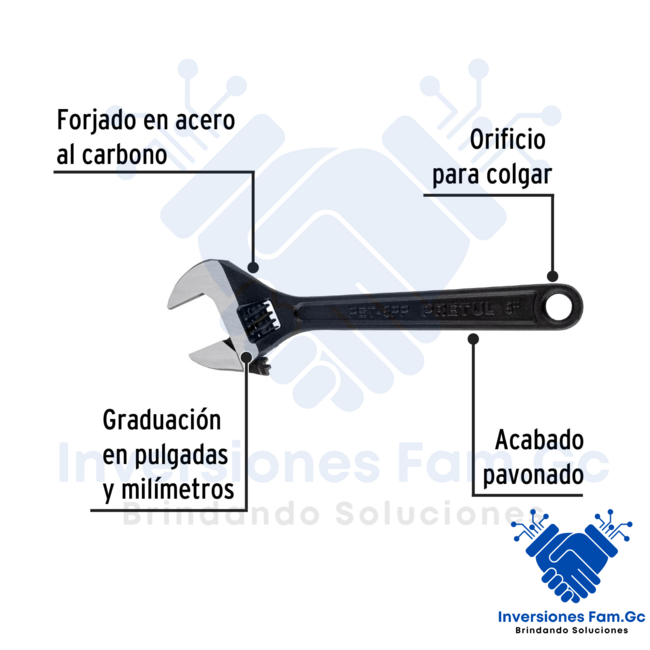 LLAVE FRANCESA 8" FOSFATADA, PRETUL