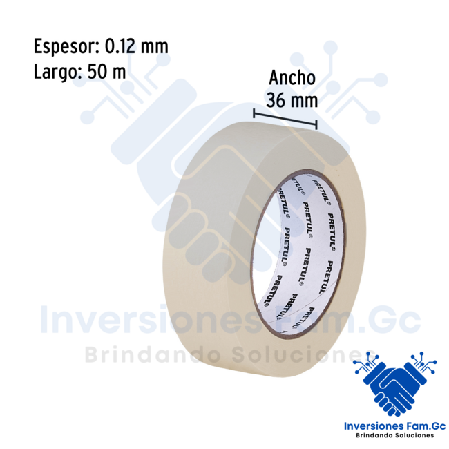 CINTA MASKING TAPE DE 1-1/2" X 50 M, PRETUL