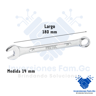 LLAVE MIXTA 14 MM X 180 MM DE LARGO PRETUL