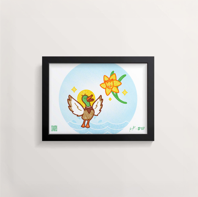 Cuadro "Un Pato y Una Flor" 13 x 18cm by @laralaraworld