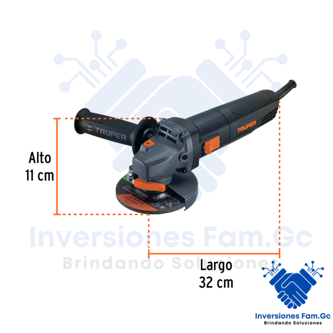 AMOLADORA INDUSTRIAL 4-1/2" DE 850 W, 220 V, TRUPER